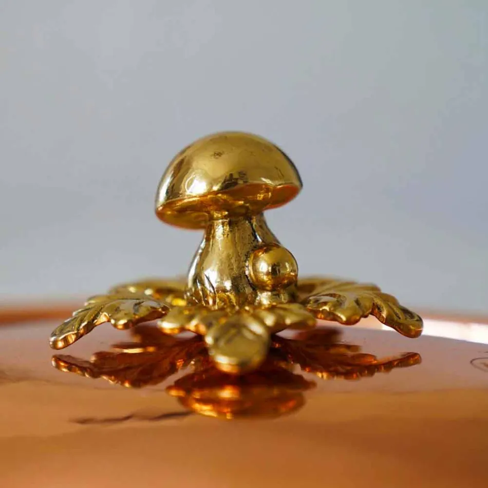 High Pot in Hand Tinned Copper with Handles and Lid 28 cm - Mariarita Viadurini