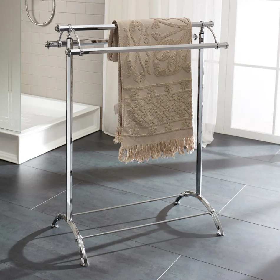 Vintage Brass Bathroom Towel Hanger Stand Made in Italy - Aristide Viadurini