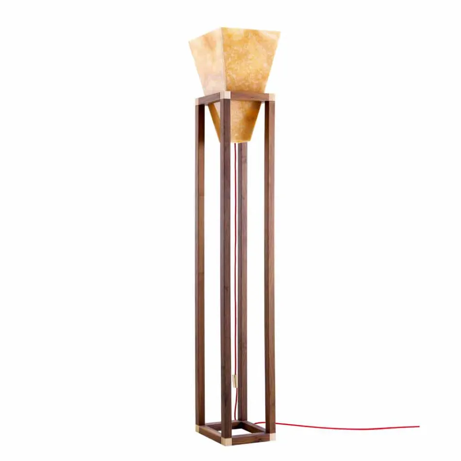 Floor lamp in onyx and design wood Grilli York made in Italy Viadurini