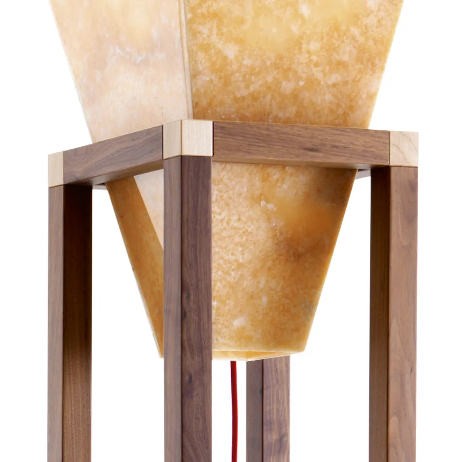 Design floor lamp in onyx and wood Grilli York made in Italy Viadurini