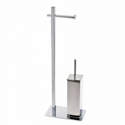 Modern Design Iron Stand for Toilet Brush and Roll Made in Italy - Cali Viadurini