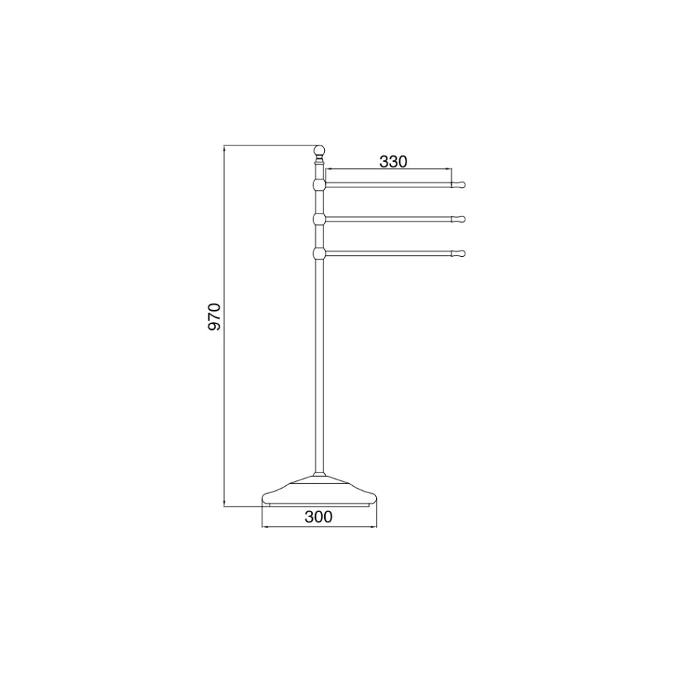 Vintage 3-Arm Towel Holder Stand in Brass and Ceramic - Lyon Viadurini