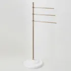 Vintage 3-Arm Towel Holder Stand in Brass and Ceramic - Lyon Viadurini
