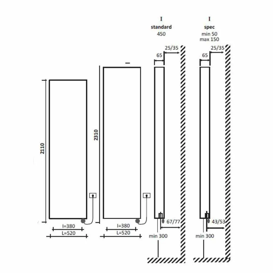 Electric Radiant Plate Modern Wall Radiator up to 1000 W - Bent Viadurini