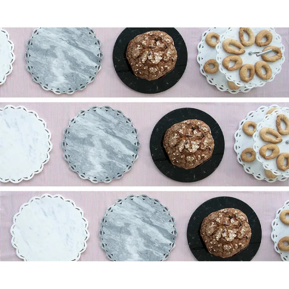 Round Cheese Plate in White or Black Marble Made in Italy - Kirby Viadurini