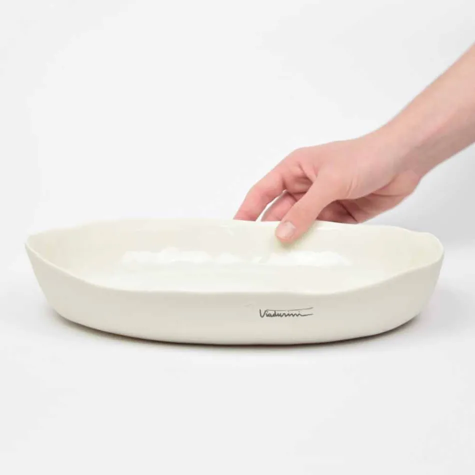 Luxury Design White Porcelain Oval Serving Plate - Arcimaesta Viadurini