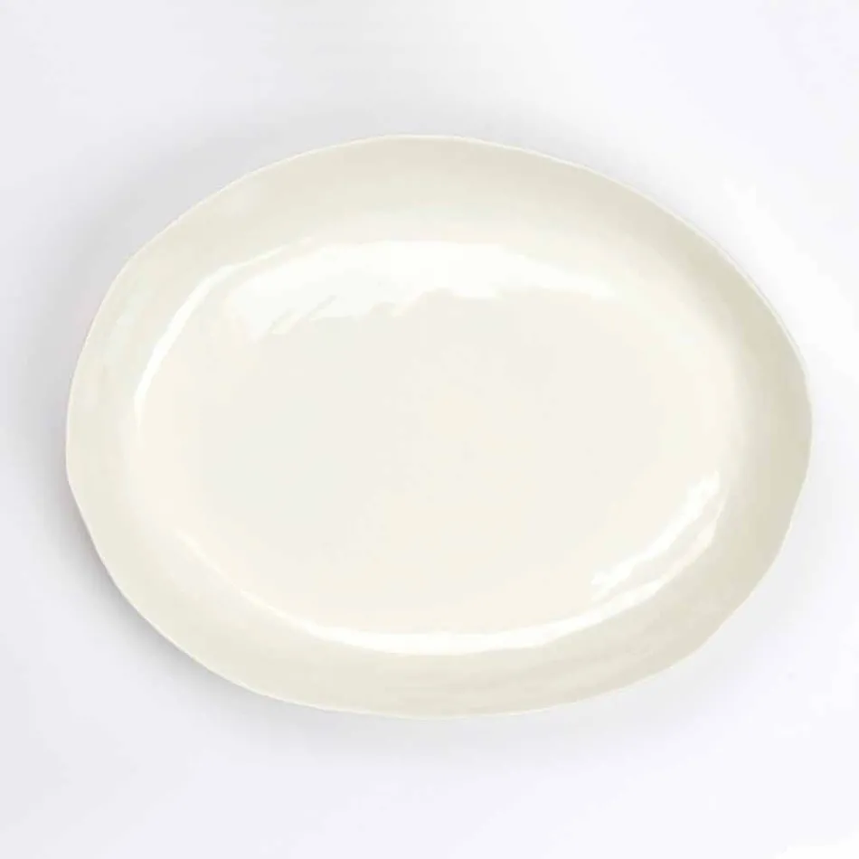 Luxury Design White Porcelain Oval Serving Plate - Arcimaesta Viadurini