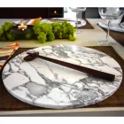Round Serving Plate in White Carrara Marble Made in Italy - Kamil Viadurini