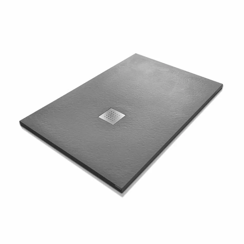 120x90 Shower Tray in Stone Effect Resin with Steel Grid - Domio Viadurini