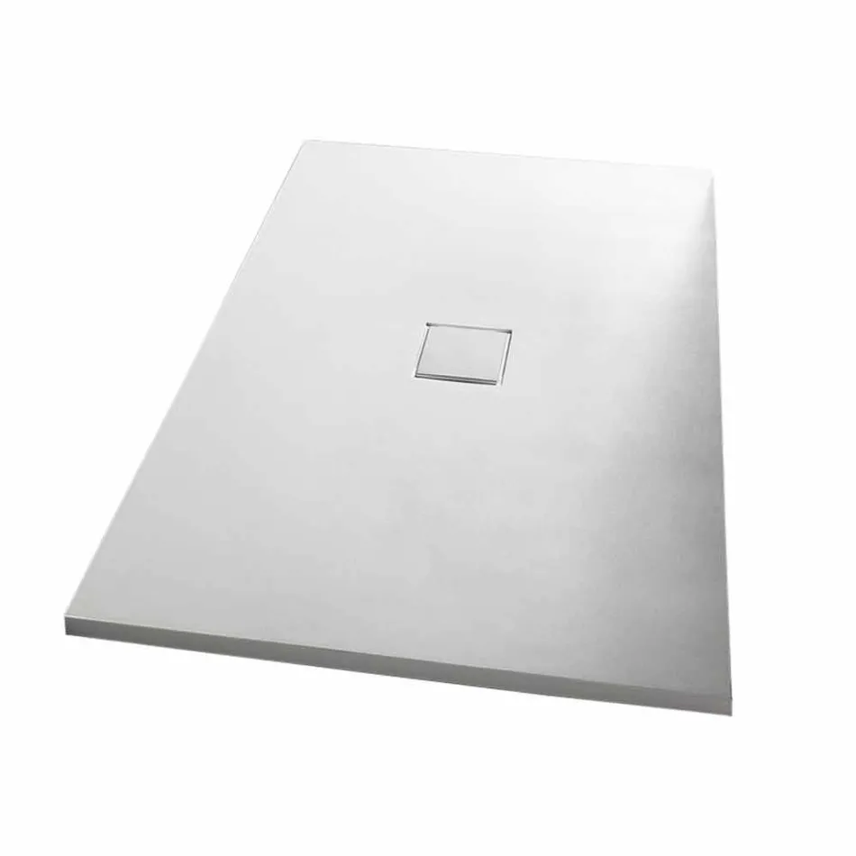 Modern Shower Tray 140x70 in White Velvet Effect Finish - Estimo Viadurini