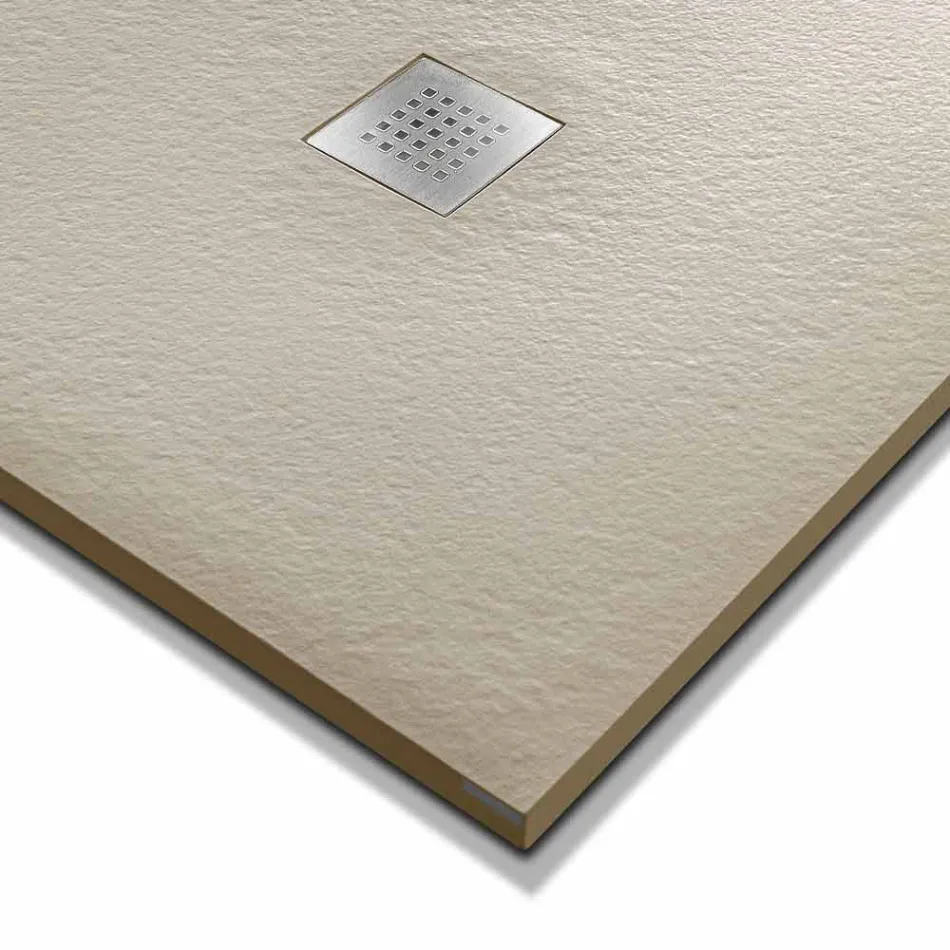 Shower Tray 170x70 in Stone Effect Resin with Steel Grid - Domio Viadurini