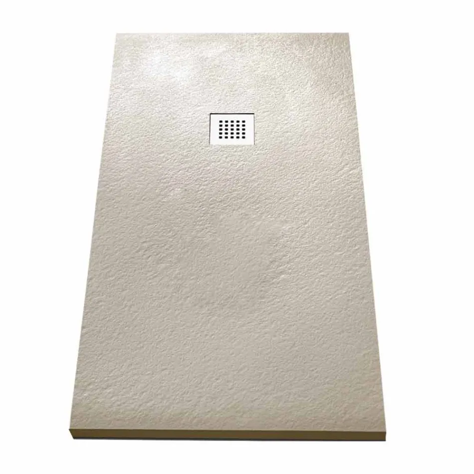 Shower Tray 170x70 in Stone Effect Resin with Steel Grid - Domio Viadurini