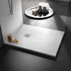 Modern Shower Tray 120x80 in Resin Effect Stone and Steel - Domio Viadurini