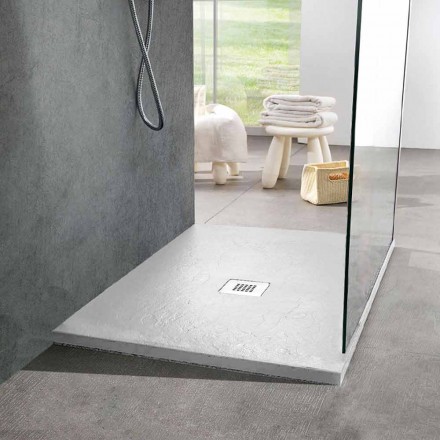 Modern Square Shower Tray 90x90 in White Resin Slate Effect - Sommo Viadurini