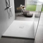 Square Shower Tray 80x80 cm in White Resin Velvet Effect - Estimo Viadurini