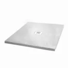 Square Shower Tray 80x80 in White Slate Effect Resin and Steel - Sommo Viadurini
