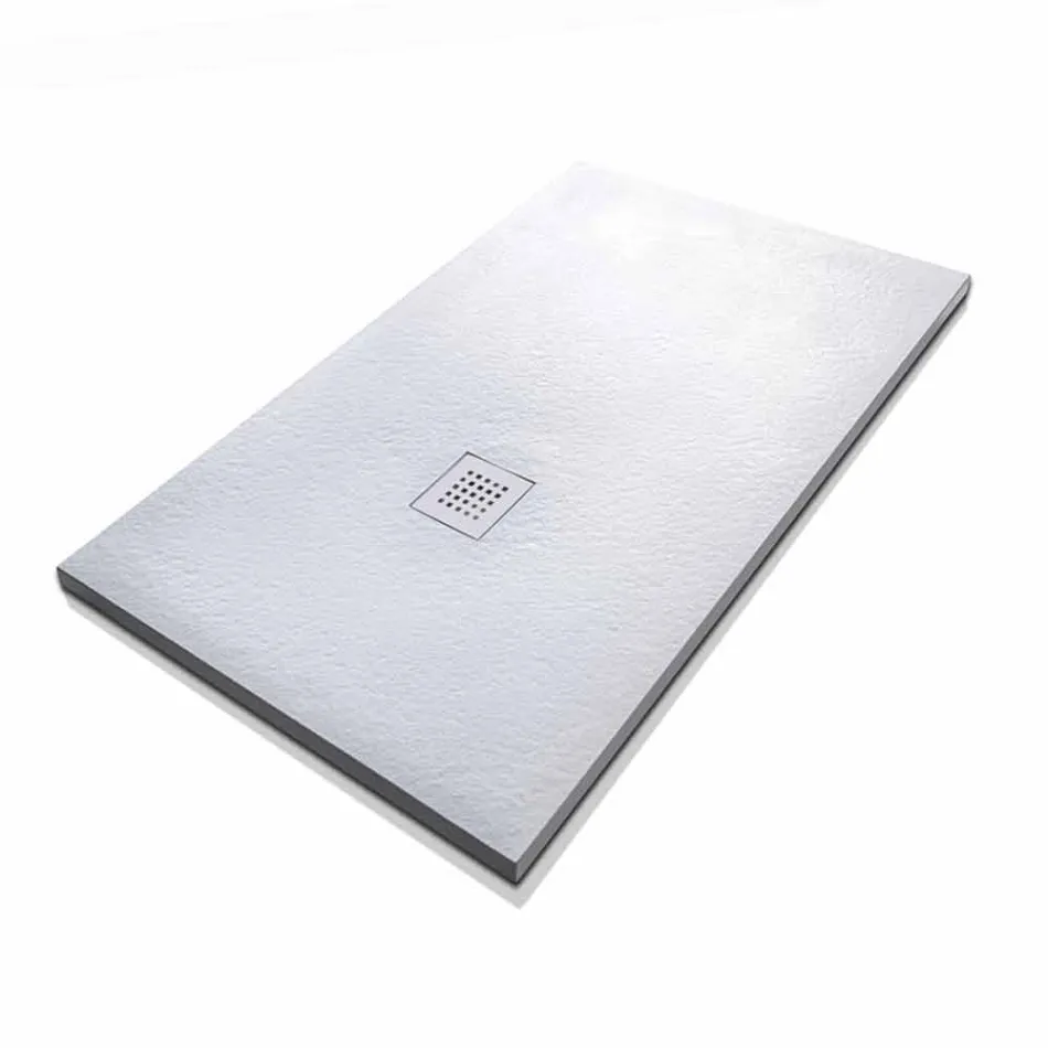 Rectangular Shower Tray 140x80 in Resin with Steel Grid - Domio Viadurini