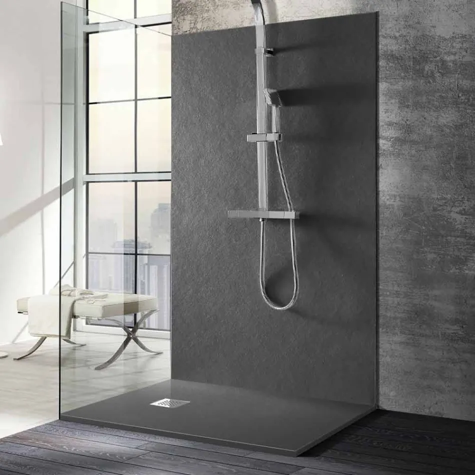 Rectangular Shower Tray 140x90 in Resin Stone Effect Finish - Domio Viadurini
