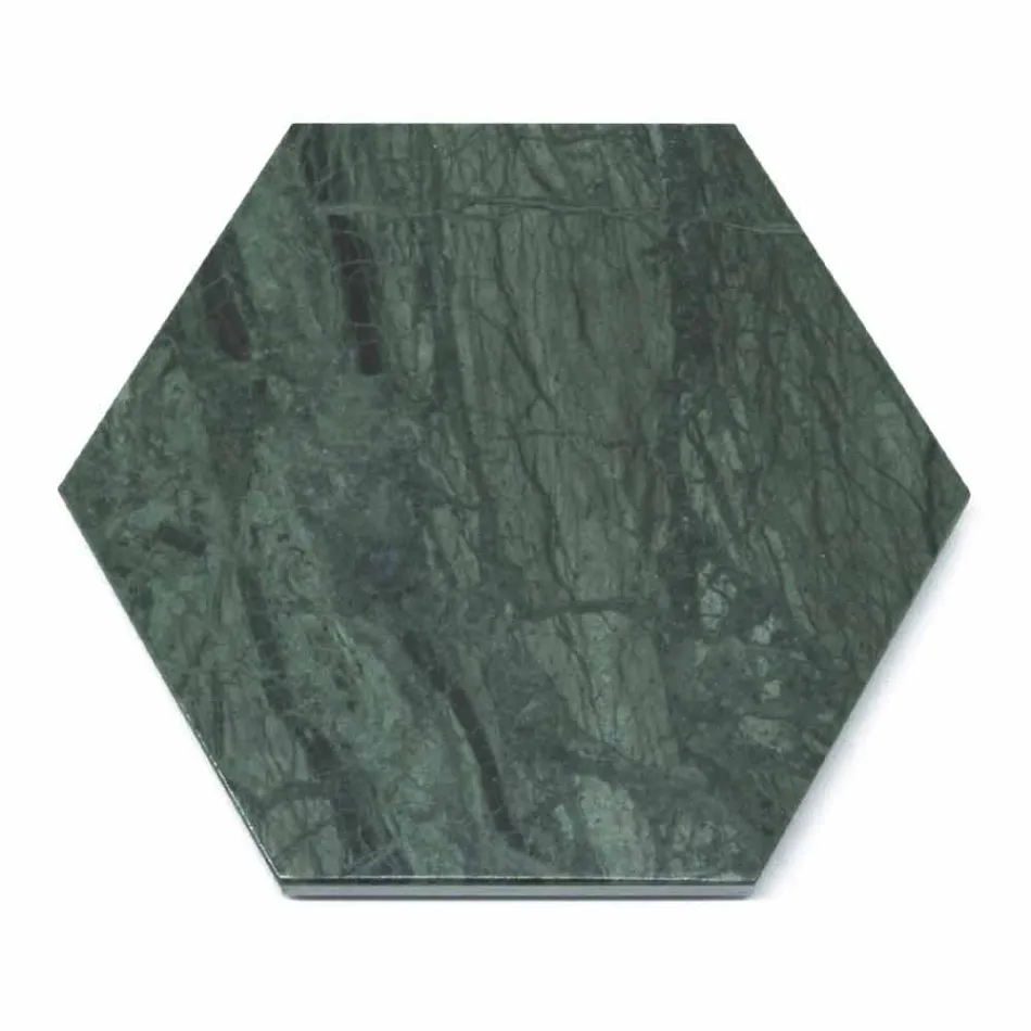 Hexagonal Serving Plate in Black or Green Marble with Cork 4 Pieces - Ludivine Viadurini