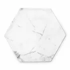 Hexagonal Design Plate in White Carrara Marble Made in Italy - Sintia Viadurini
