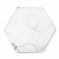 Hexagonal Design Plate in White Carrara Marble Made in Italy - Sintia