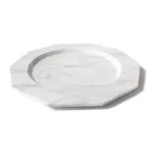 Large Dinner Plate in Satin Arabescato Marble of Italian Design - Rhodium Viadurini
