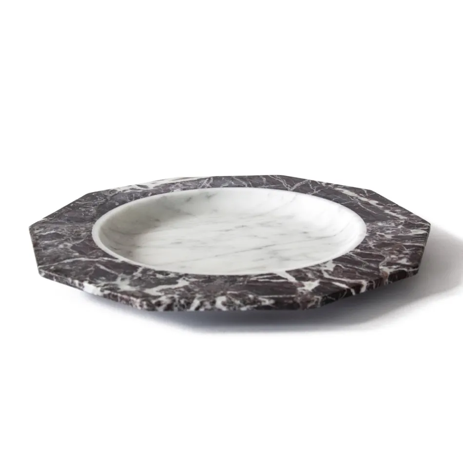 Flat Plate in Satin Marble Various Finishes Italian Luxury Design - Rhodium Viadurini