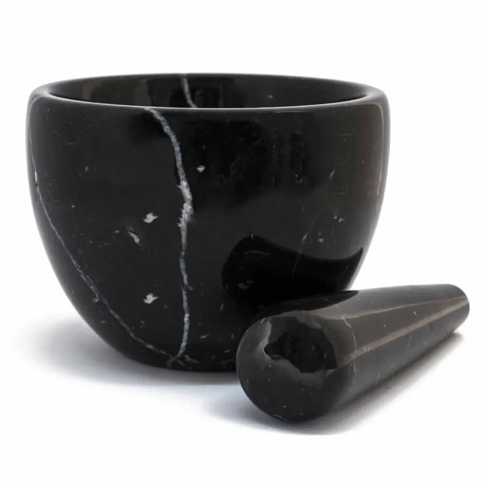 Small Mortar with Pestle in White Carrara Marble Made in Italy - Mirel Viadurini