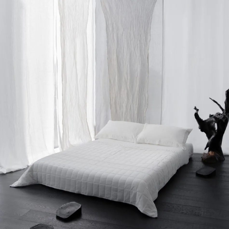 Plaid in Cotton Satin and Chenille with Lurex, Chalk or Retro Border - Tortoro Viadurini