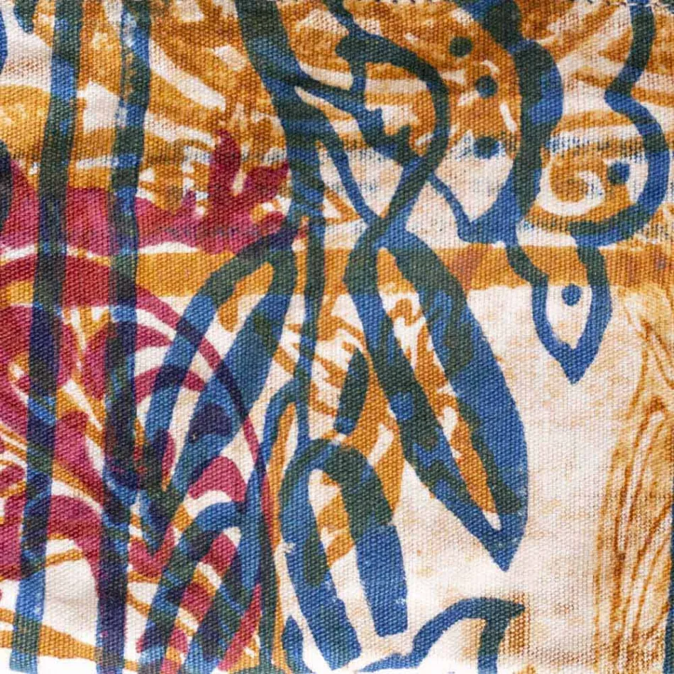 Artistic Hand Printed Clutch Bag, Unique Piece in Cotton, 2 Pieces - Viadurini by Marchi Viadurini