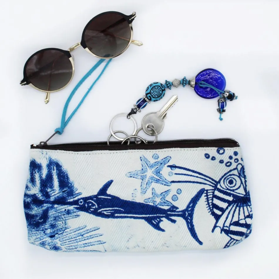 Artistic Hand Printed Clutch Bag, Unique Piece in Cotton, 2 Pieces - Viadurini by Marchi Viadurini