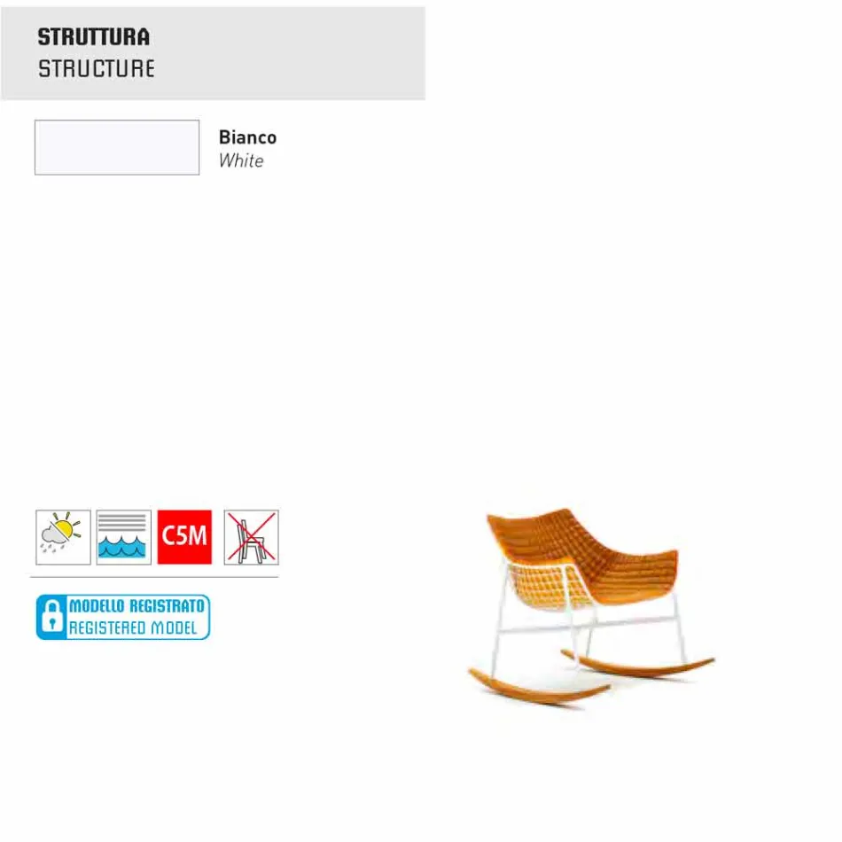 Varaschin Summer Set garden rocking armchair in steel and wood Viadurini