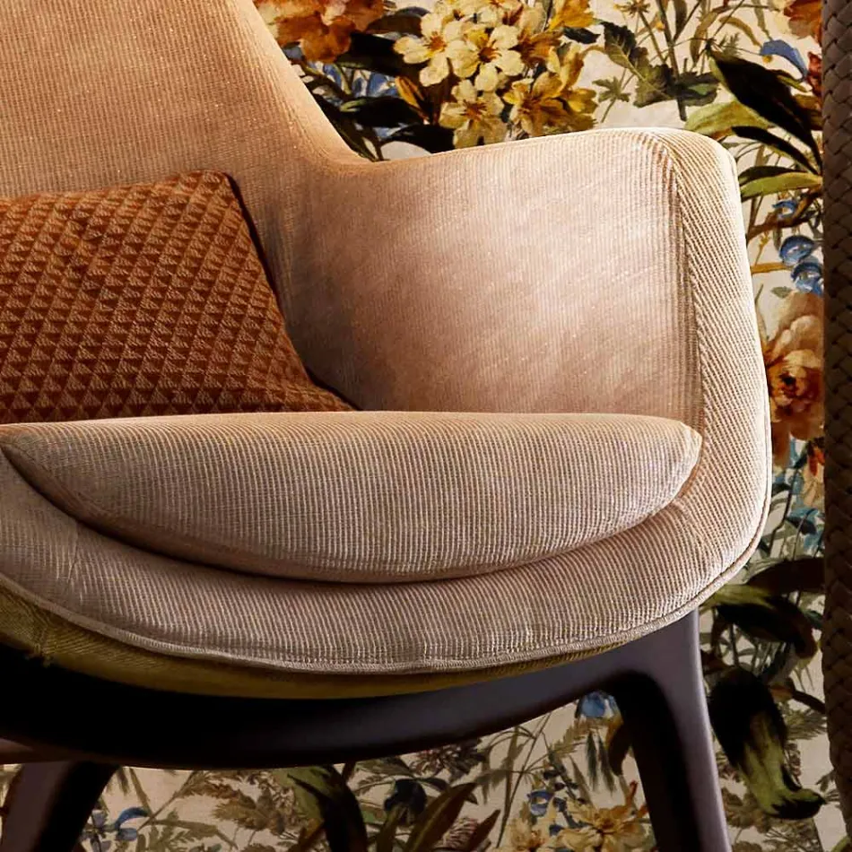Design bergére armchair in fabric Grilli Wilde 100 % made in Italy Viadurini