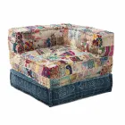 Chaise Longue Armchair of Ethnic Design in Patchwork Cotton, for Living Room - Fiber Viadurini
