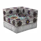 Chaise Longue Armchair of Ethnic Design in Patchwork Cotton, for Living Room - Fiber Viadurini