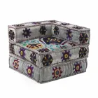 Chaise Longue Armchair of Ethnic Design in Patchwork Cotton, for Living Room - Fiber Viadurini