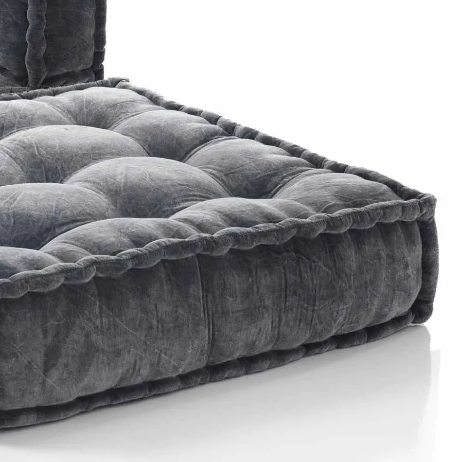 Ethnic Design Chaise Longue armchair in Gray or Blue Velvet - Fiber Viadurini