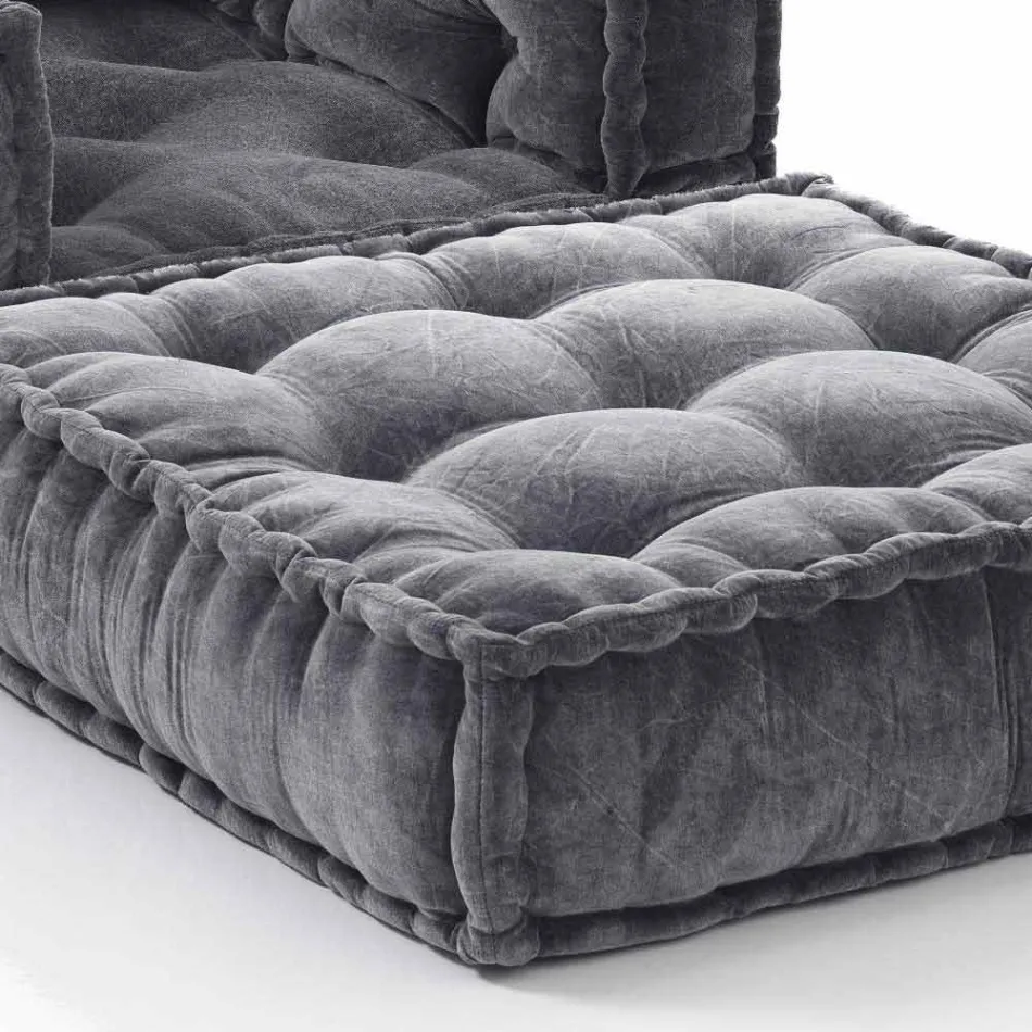 Ethnic Design Chaise Longue armchair in Gray or Blue Velvet - Fiber Viadurini