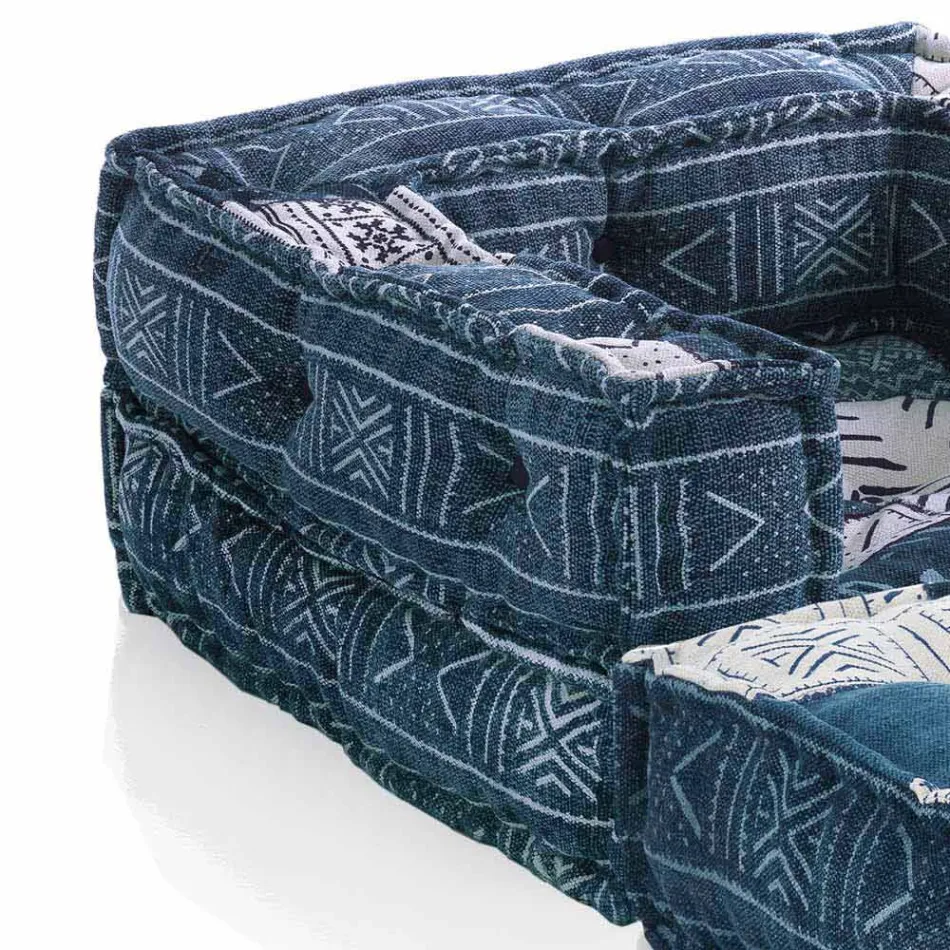 Ethnic Design Chaise Longue armchair in Gray or Blue Velvet - Fiber Viadurini