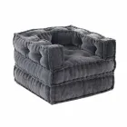 Ethnic Design Chaise Longue Armchair in Gray or Blue Velvet - Fiber Viadurini