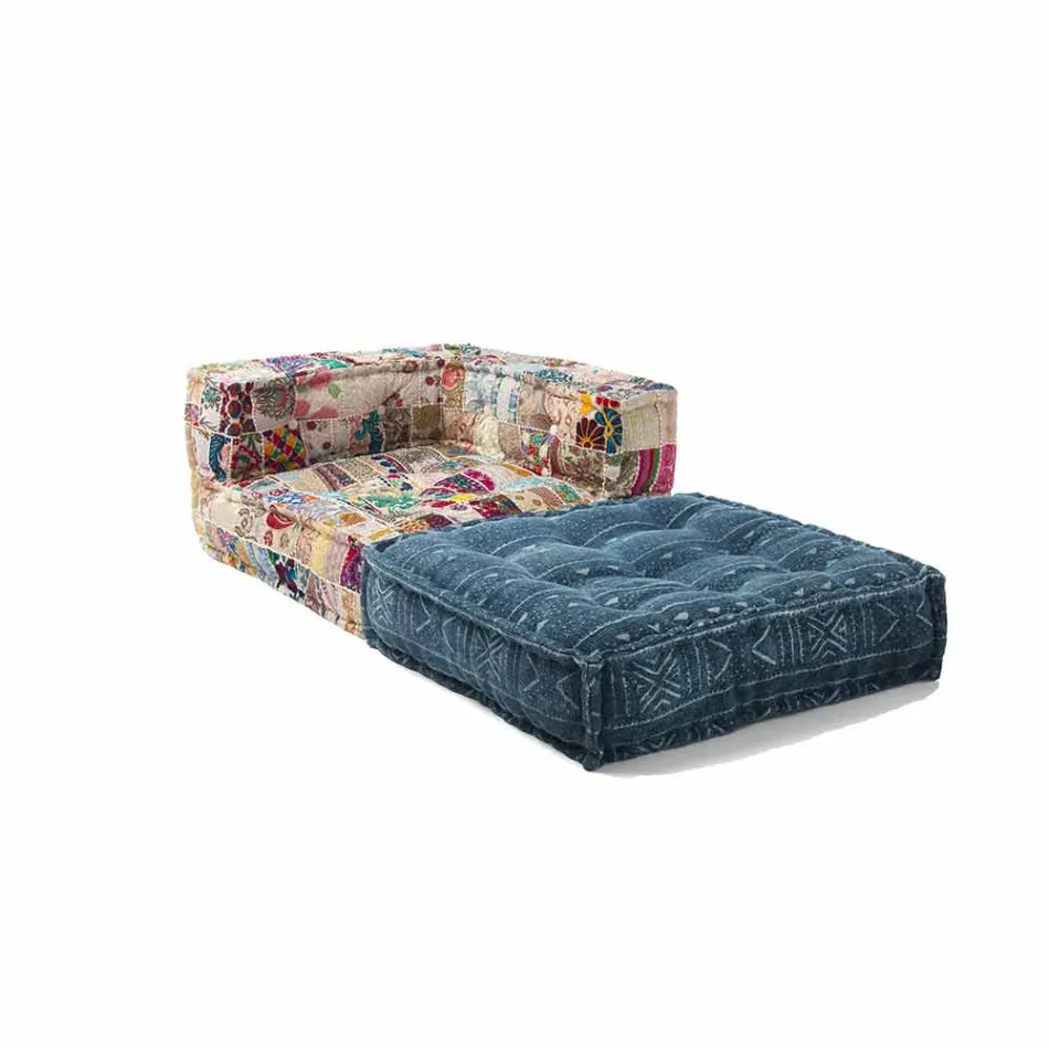 Chaise Longue armchair in Patchwork Cotton for Ethnic Design Lounge - Fiber Viadurini