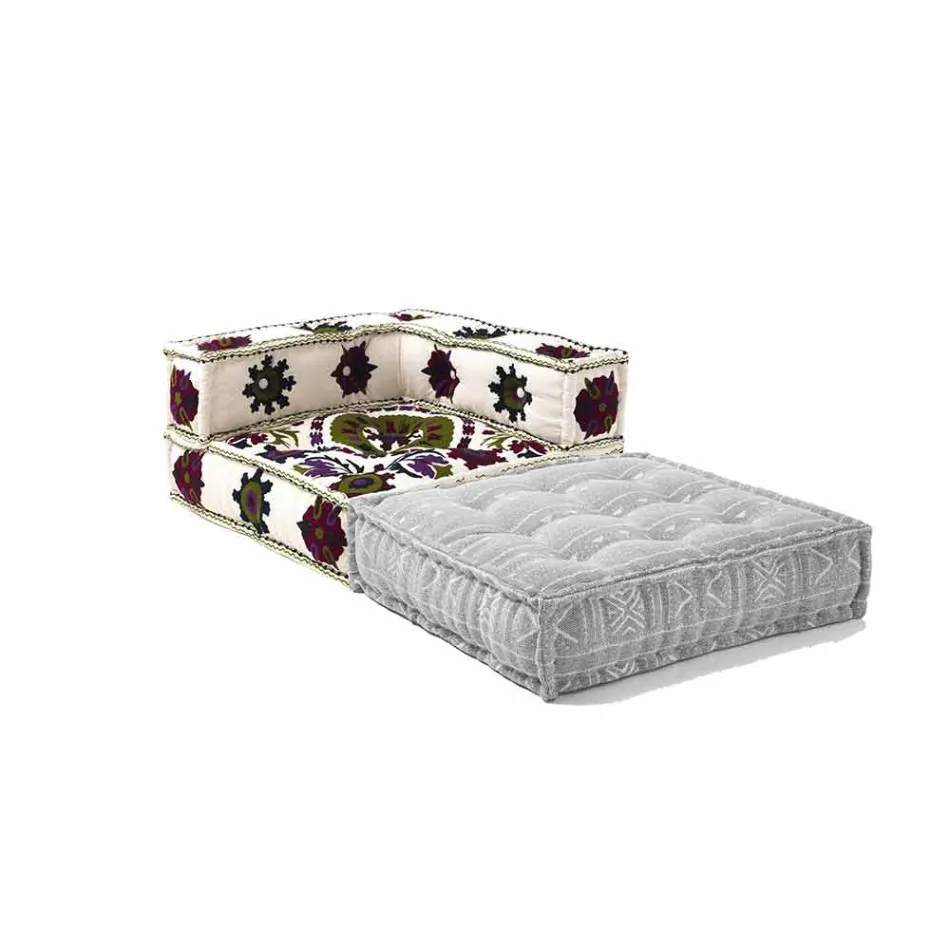 Chaise Longue armchair in Patchwork Cotton for Ethnic Design Lounge - Fiber Viadurini