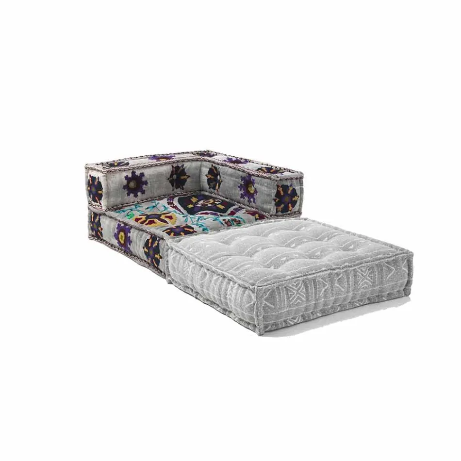 Chaise Longue armchair in Patchwork Cotton for Ethnic Design Lounge - Fiber Viadurini