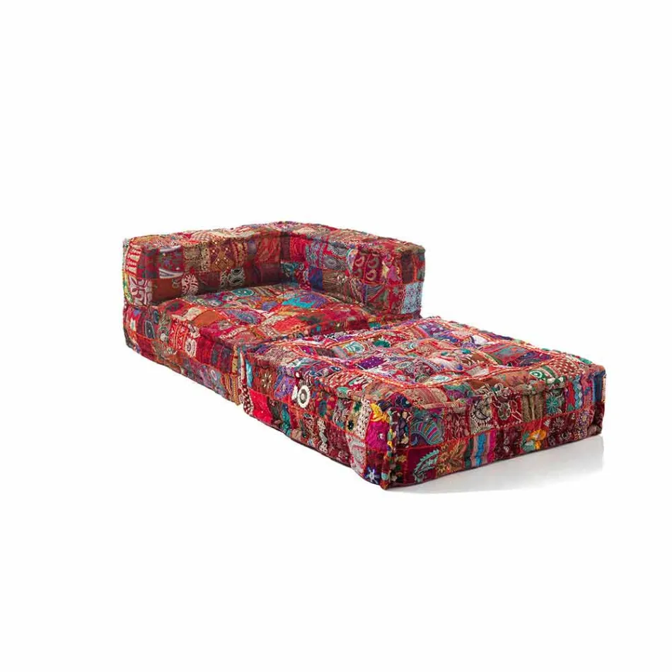 Chaise Longue armchair in Patchwork Cotton for Ethnic Design Lounge - Fiber Viadurini