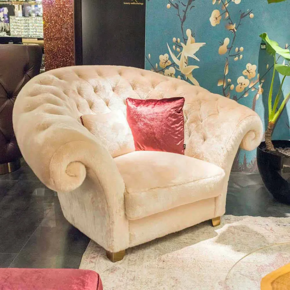 Balma capitonnè classic faux fur armchair Viadurini