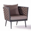 Outdoor Armchair in Aluminum and Rope with Fabric Cushions - Rasti