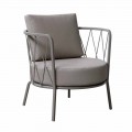 Modern Outdoor Armchair in Painted Metal and Fabric Made in Italy - Olma