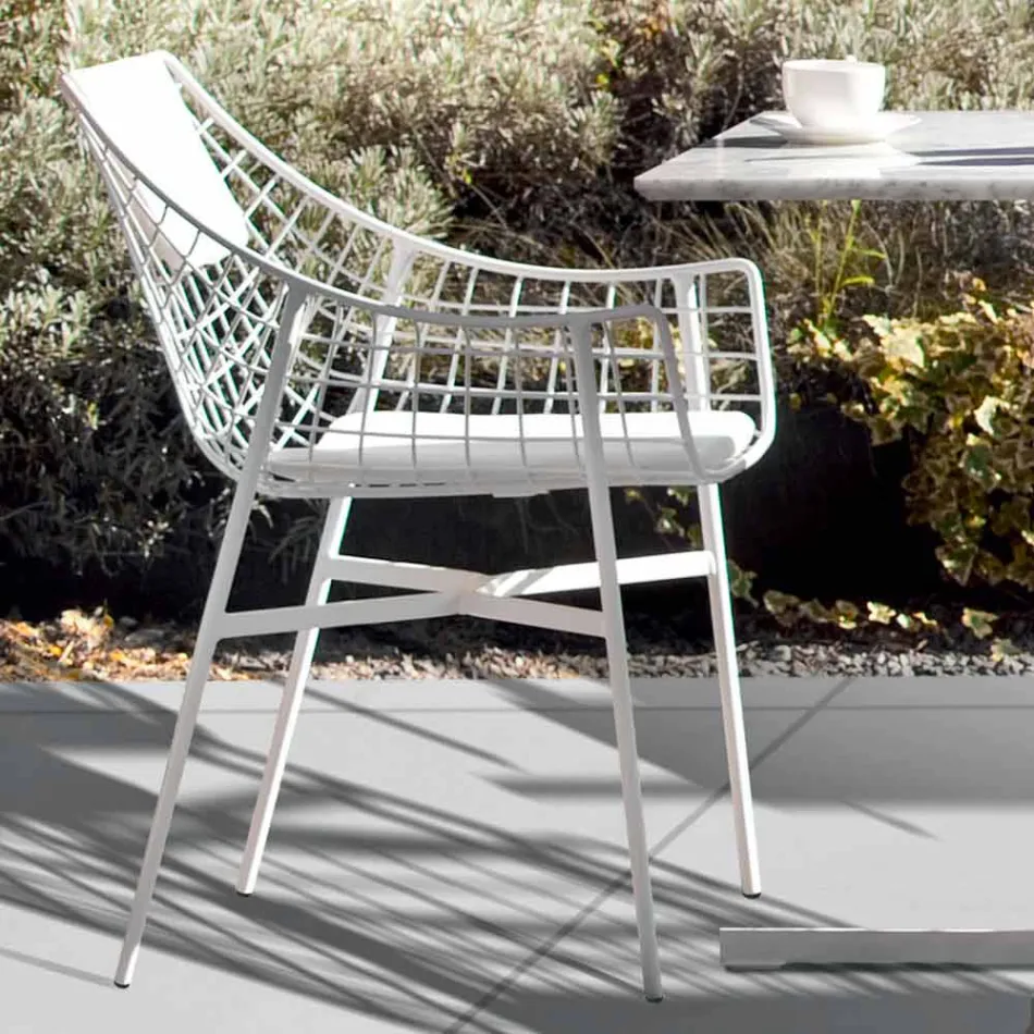 Varaschin Summer outdoor armchair Design set in white steel Viadurini
