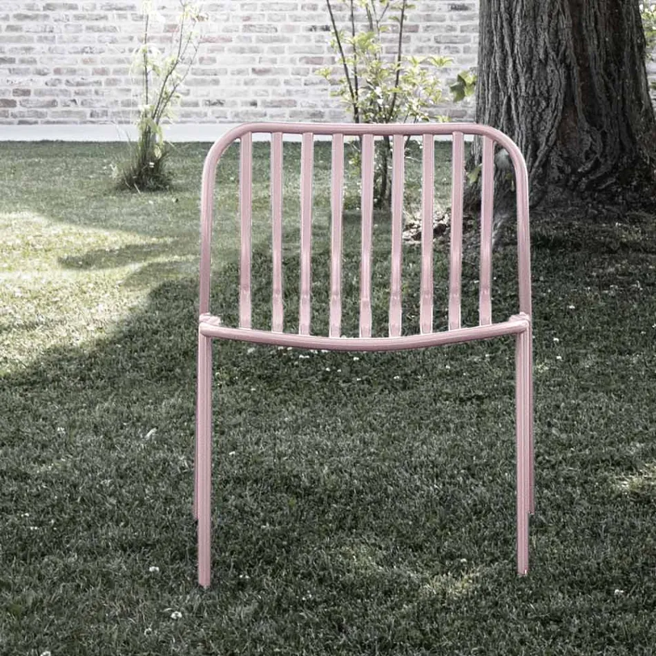 Stackable Metal Garden Armchair Made in Italy 2 Pieces - Simply Viadurini