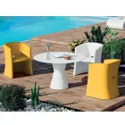 Garden Armchair in Polyethylene with Armrests Made in Italy - Perez Viadurini